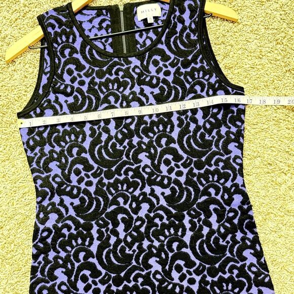 Milly Designer Purple & Black Swirl Pattern Knit Dress